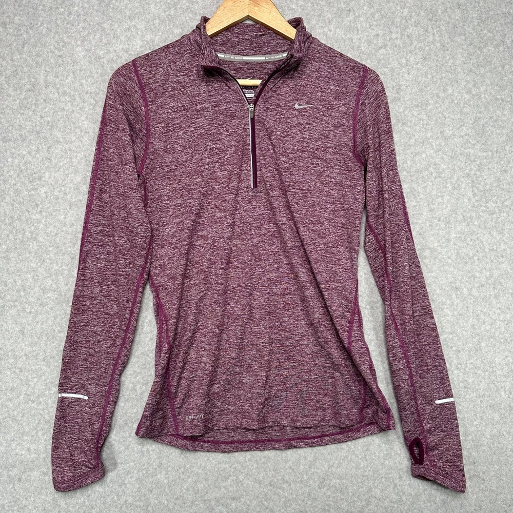 Nike Women's Purpleβ Dri Fit Element Running Half Zip Long Sleeve Top Size S